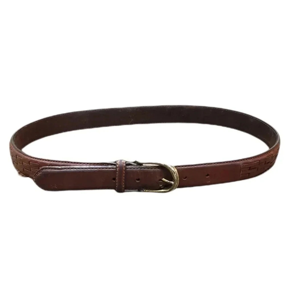 Brown Leather Braided Belt 34